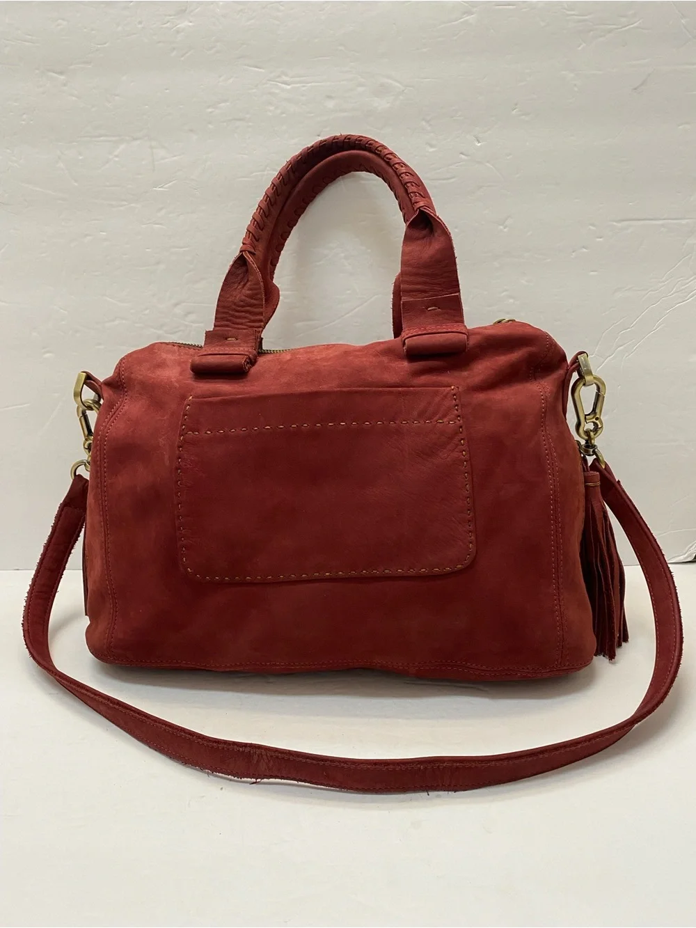 Carla Mancini Burgundy Suede Handbag